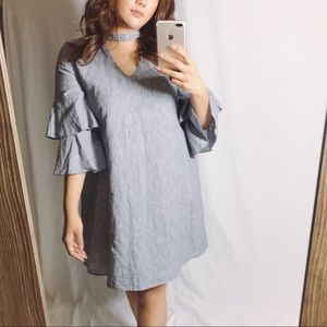 LOVE IN -Choker Neck Ruffle Sleeve Dress